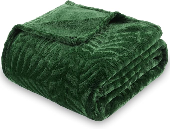 SOCHOW Super Soft Flannel Fleece Throw Blanket, Lightweight Cozy Warm Leaves Textured Plush Blanket for Bed Couch Sofa, 60...