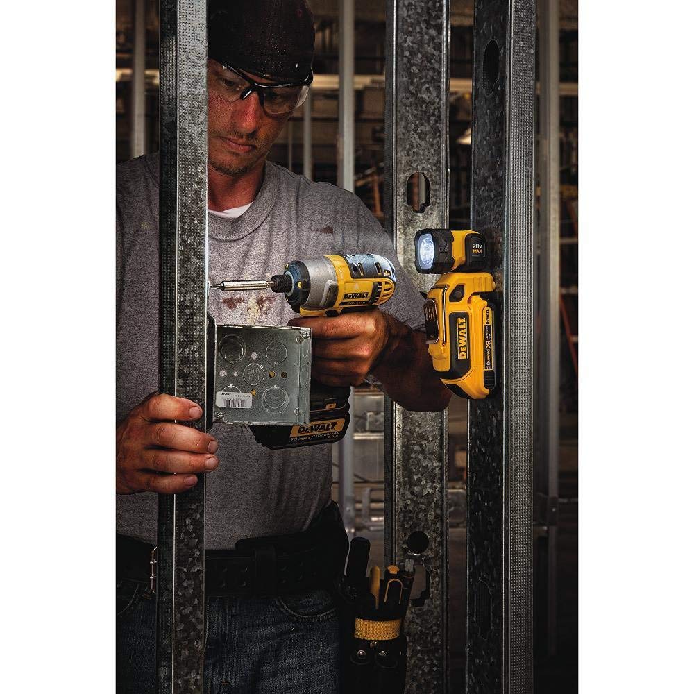 DEWALT 20V MAX LED Work Light Rechargeable, LED Flashlight, Magnetic Flashlight, Freestanding and Clip-On Light, 360 degree pivoting Head, Tool Only (DCL044)
