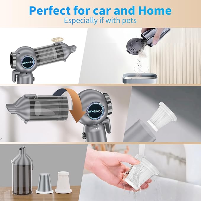 Handheld Car Vacuum Portable Cordless（Equipped with a one-Touch Window Breaker and Seatbelt Cutter ） Car Vacuum Cleaner with 25000Pa Ultra-Strong Suction,Design for Drivers, Home, Pet Hair