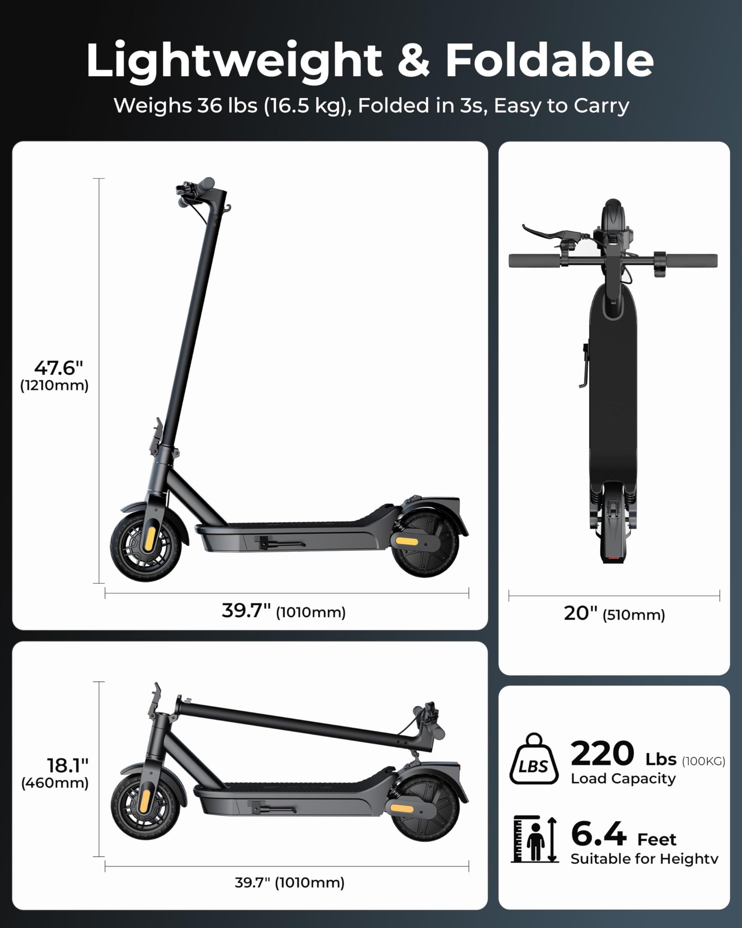 Electric Scooter for Adults 350W /600W, 20MPH, 17 Miles Adult Electric Scooters with Long Range, 8.5" Tire Motorized Scooters, Foldable E-Scooter Commuter with App, Rear Dual Damping Suspension