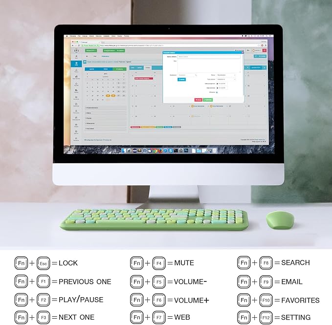 MOFII Wireless Keyboard and Mouse Combo, Colorful Full Size Keyboard with Number Pad, Silent Cute Wireless Mouse, 2.4GHz Dropout-Free Connection, for PC Laptop Computer (Green Color)