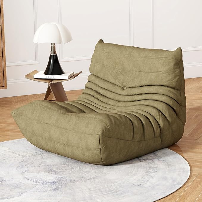 Bean Bag Chair for Adults, Bean Bag Sofa - Adult Size with Soft Waterproof Fabric for Living Room, Apartments, Reading Corner, Gaming, and Movie Venue (Olive Green)