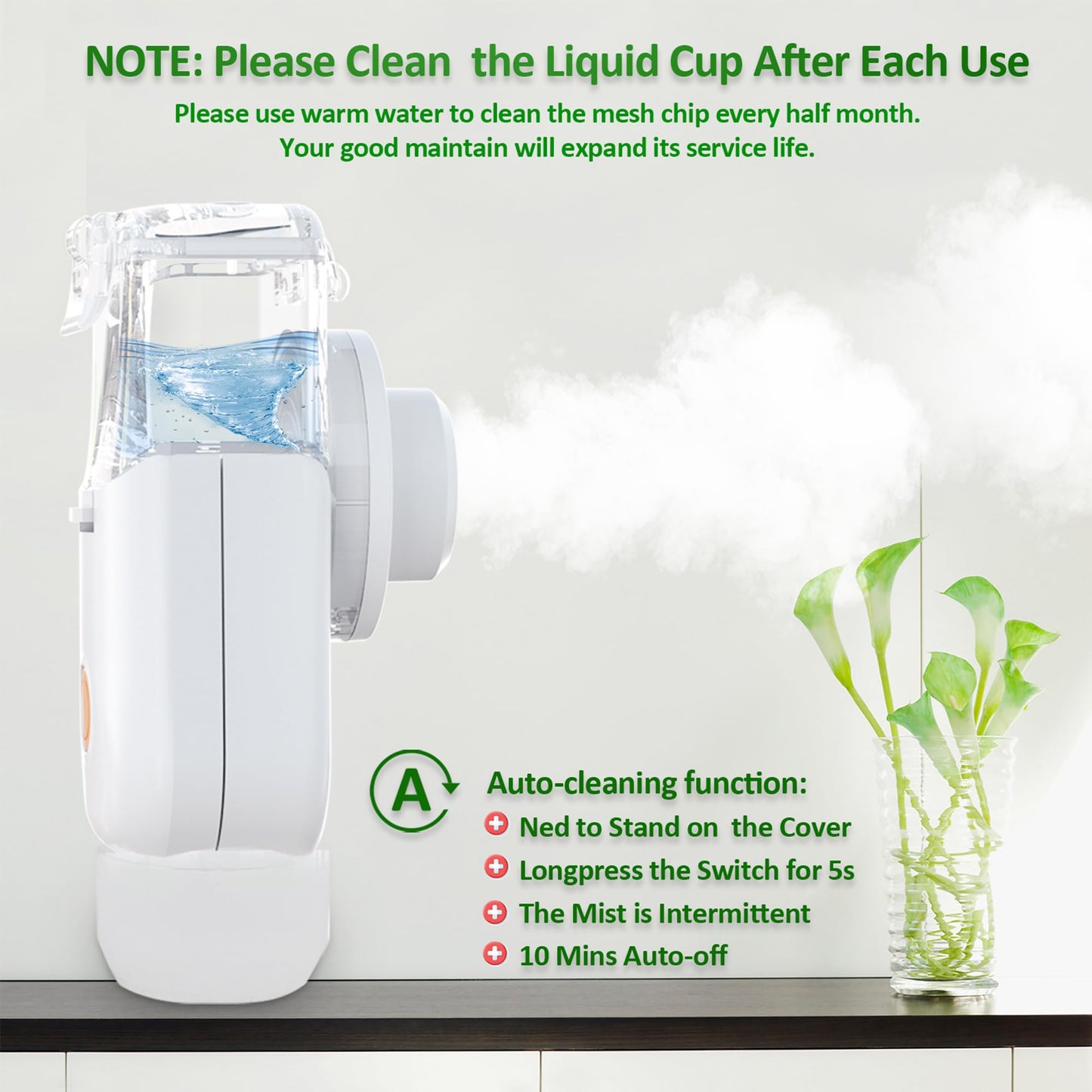 Nebulizer, Portable Nebulizer for Adults & Kids, Rechargeable Nebulizer with Handsfree Design for Lying Down Nebulization, Asthma Nebulizer for Respiratory Timely Help