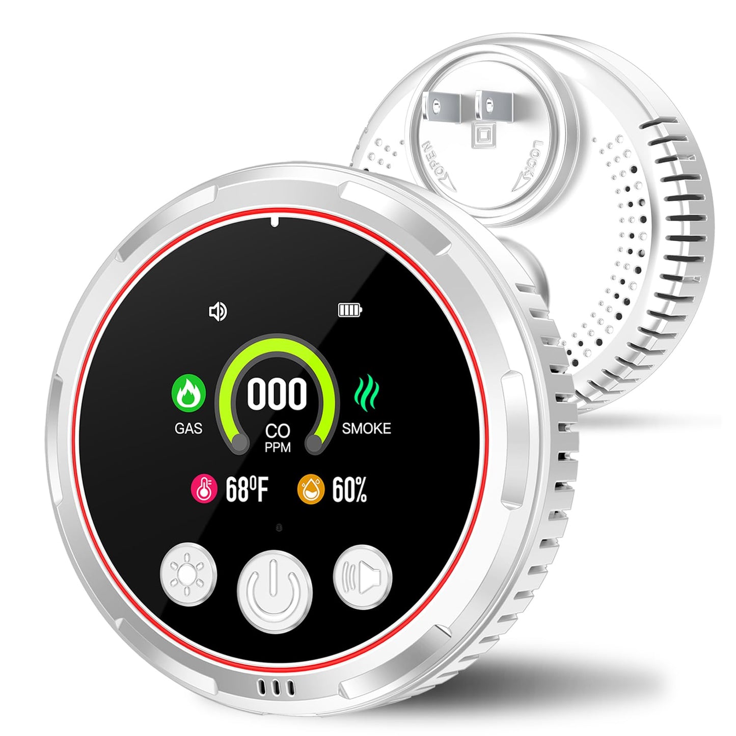Upgraded 5 in 1 Smoke Carbon Monoxide Detectors Plug in, Natural Gas Detector, Portable CO and Smoke Detector Combo w/Battery Backup, Carbon Monoxide Smoke Alarm for Home, RV -Trusted by 200K+ Homes