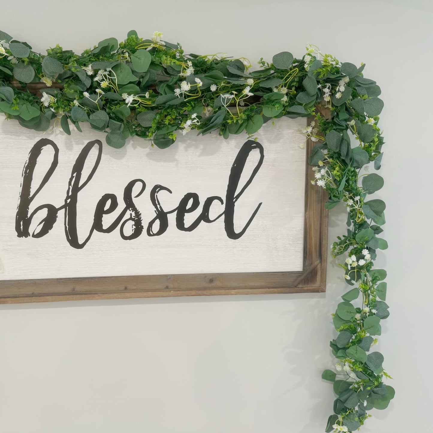 CQURE 5Pcs Eucalyptus Garland,Artificial Eucalyptus Leaves Table Greenery Garland Wreath Vines for Wedding Table Fireplace Bedroom Room Decor