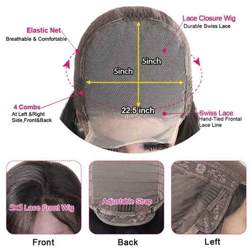 Daules 5x5 Closure Wig 5x5 HD Lace Closure Wigs Human Hair for Women 180% Density Pre Plucked Virgin Human Hair 5x5 Deep Curly Lace Front Wig Super Soft True to Length Natural Black Color 18Inch