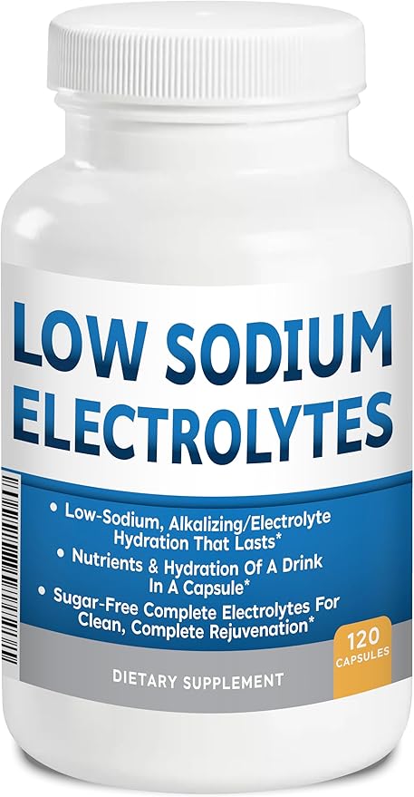 Low Sodium Electrolytes Only 23mg Serving 120 Servings Almost No Sodium Electrolyte Supplement, Sugar Free Fast Hydration ...
