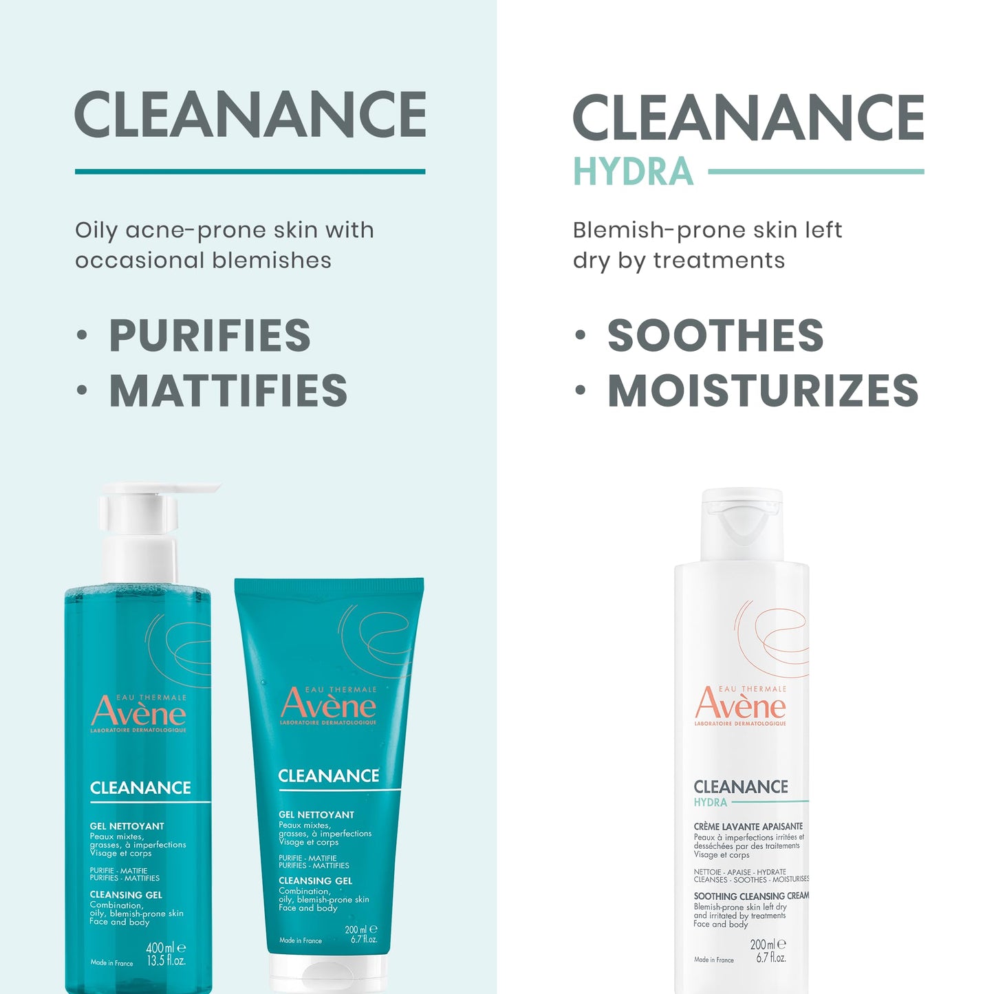 Avène Cleanance Cleansing Gel Soap Free Cleanser for Acne Prone, Oily, Face & Body, 13.5 Oz