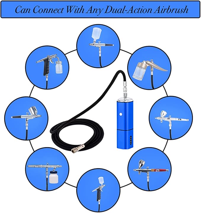 Auto stop cordless airbrush kit with compressor kit,rechargeable dual action air brush gun,connect with different airbrush pens to spray paints for multi use