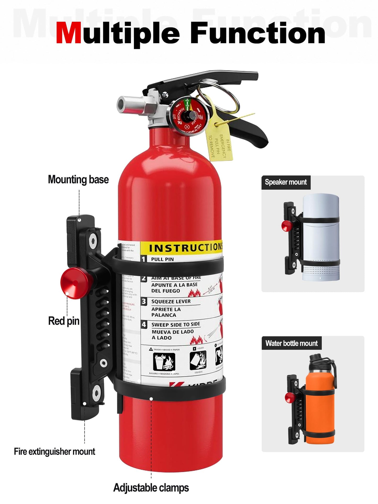 ZIDIYORUO MOLLE Panel Fire Extinguisher Mount Kit Fits 1"-2" Rigid MOLLE Panel Holes, Quick Release Car Fire Extinguisher Mount Holder with 4 Clamps for Vehicles MOLLE Panle Accessories