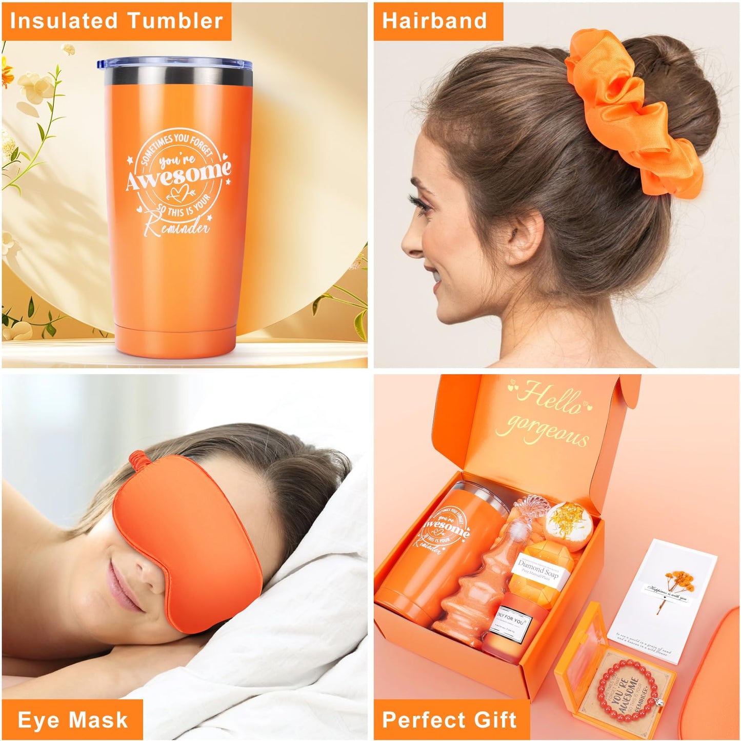 Orange Fall Gifts for Women, Birthday Gifts for Women, Care Package for Women, Self Care Get Well Gifts, Mothers Day Halloween Christmas Gifts for Mom Her Best Friend Sister Wife Grandma