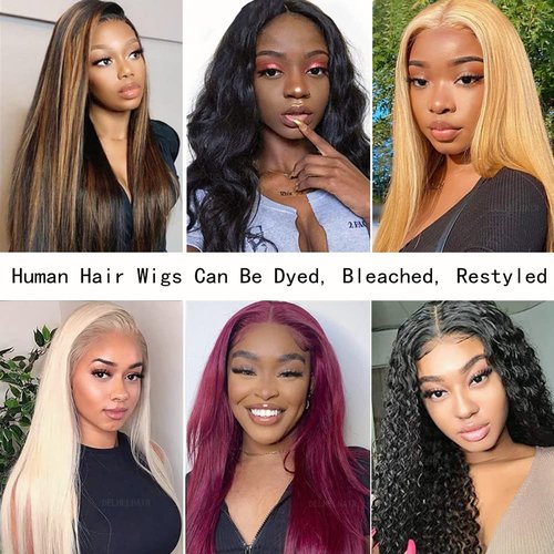 DELHELHAIR 28Inch Straight 4x4 Lace Front Wigs for Black Women Glueless Human Hair Wear and Go Brazilian Virgin HD Transparent Lace Closure Wigs Pre Plucked with Baby Hair