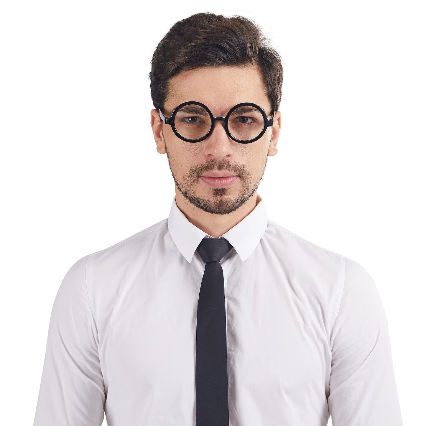 Spooktacular Creations Wizard Glasses, Halloween Black Round Glasses, Black Circle Eyeglasses for Kids & Adults Halloween Accessories Costume