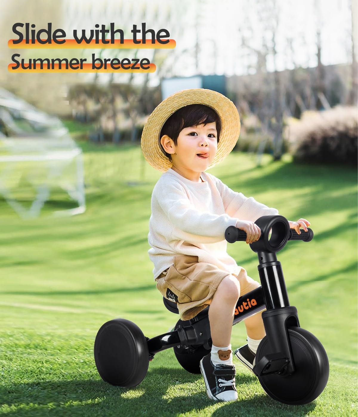 BAUTIA Tricycle for Toddlers 1-3, 4 in 1 Baby Balance Bike 1 2 Year Old Boy Girl Birthday Gift, Kids Bicycle Outdoor Toy with Removable Pedals