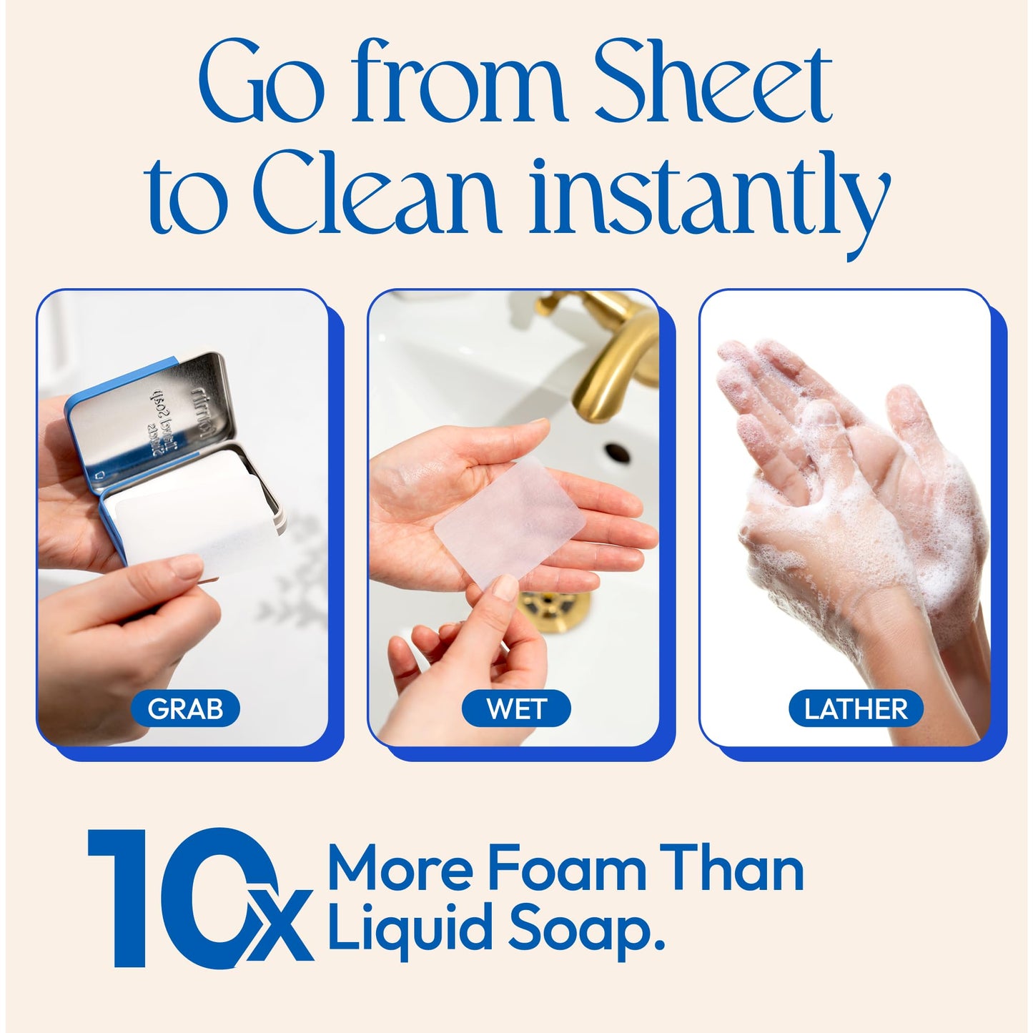 FOMIN - Antibacterial Paper Soap Sheets Tin for Traveling - (300 Sheets) Variety Pack (Unscented, Lemon, Lavender) Portable Trav