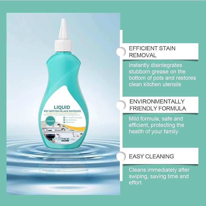 Liquid Pot and Pan Cleaner for Burnt On Food & Grease, 5 Fl oz Tough Stove Top and Cookware Cleaner, Removes Stubborn Stains on Stainless Steel, Cast Iron, Copper Pots