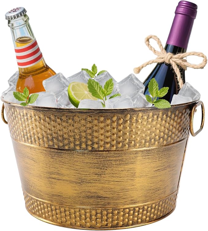 Metal Ice Bucket Galvanized Beverage Tub,Drink Buckets Large Cooler for Wine Beer Champagne Cocktails for Catering, Bars, ...