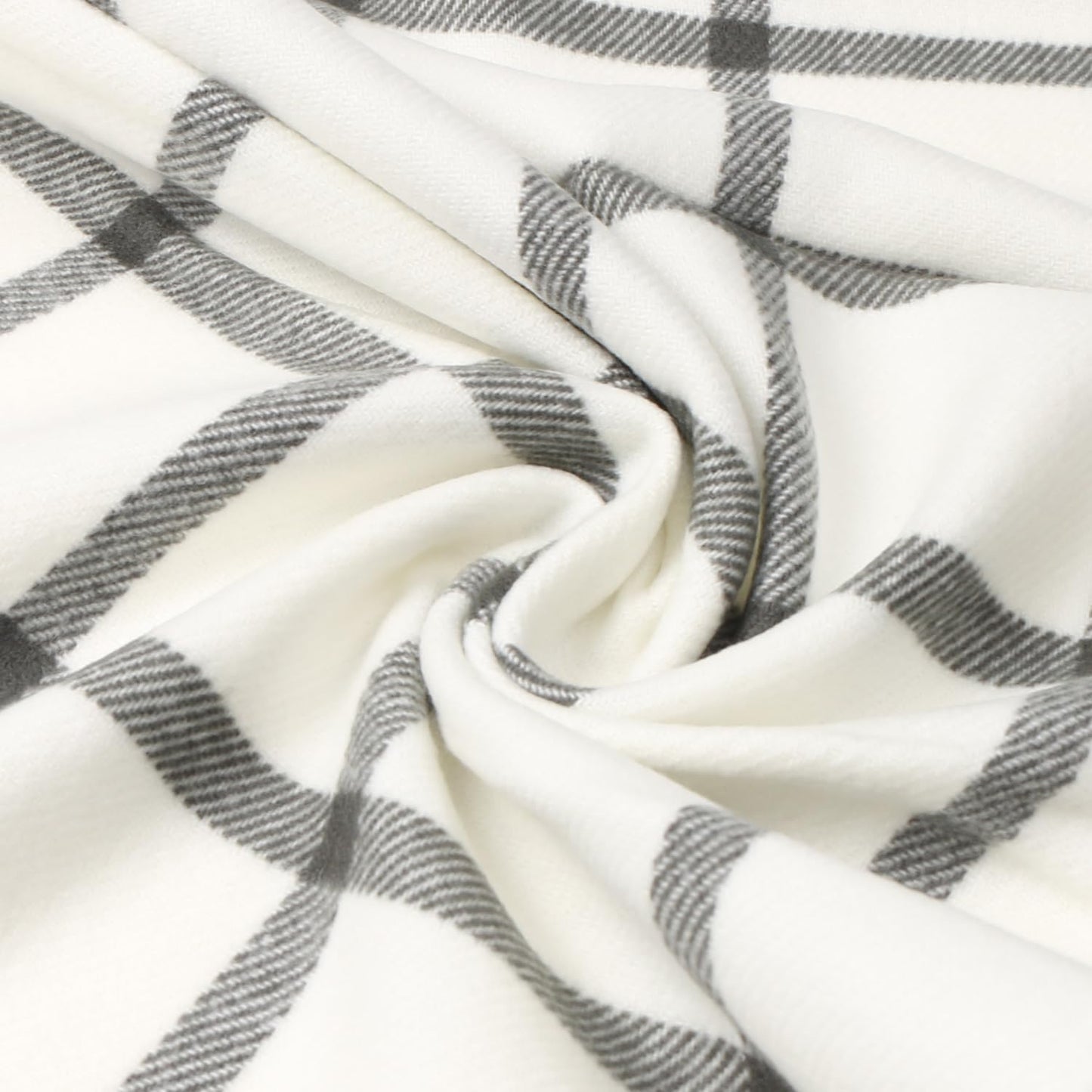 TZ Promise Men Women Tartan Plaid Cashmere Feel Classic Soft Warm Winter Scarf For Cold Weather (White/Black)