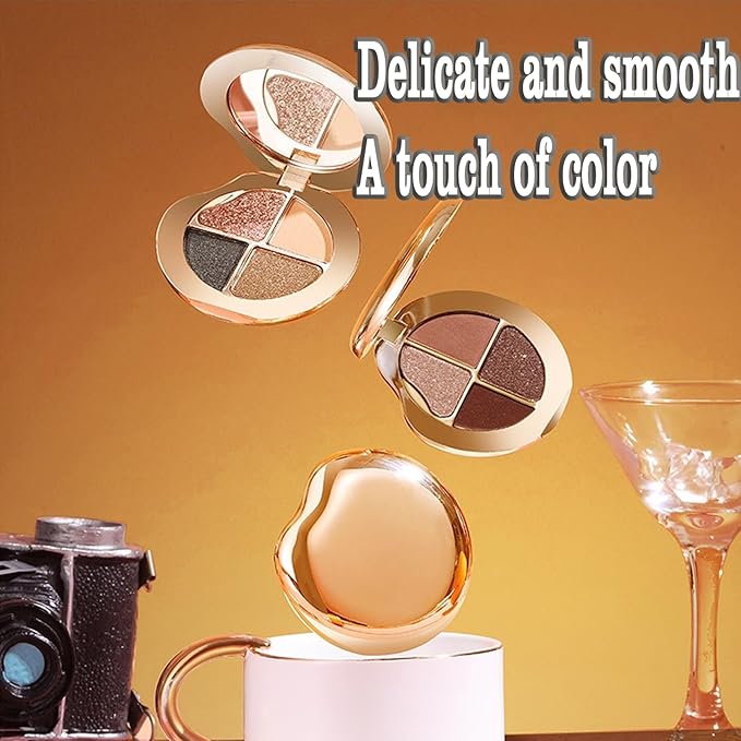 Glow Gallery Highlighting Eye & Cheek Palette, 4-Color Metallic Shimmer Eye & Cheek Palette, Blush and Highlighter Palette, Makeup Set for Shading, Highlighting & Defining the Face (#04)