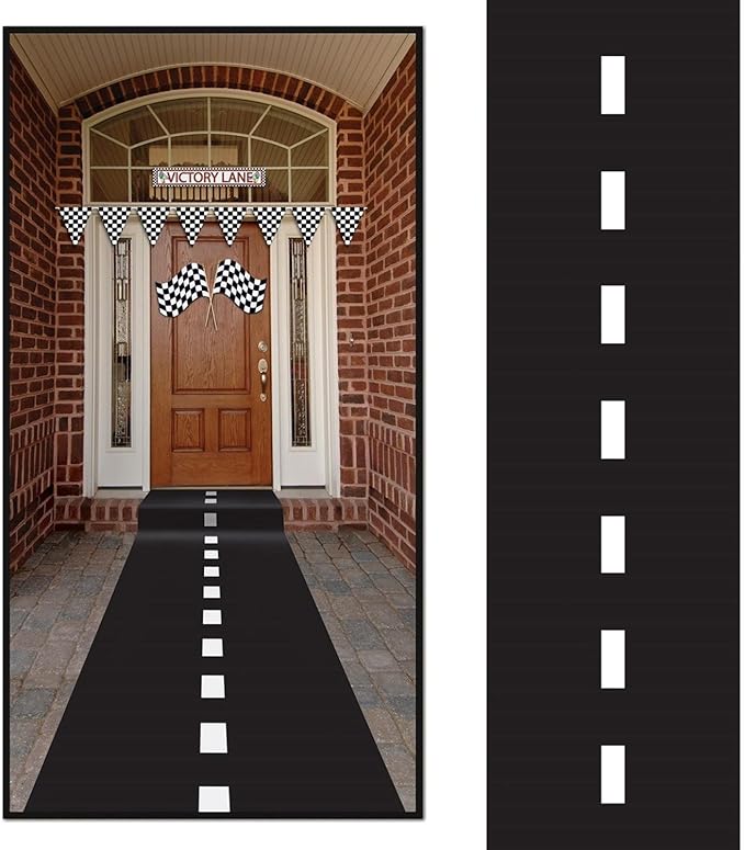 Super Z Outlet 10ft Long Racetrack Floor Running Racer Party Decoration Mat Drag Race Car Road Go Kart Theme Birthday Game...