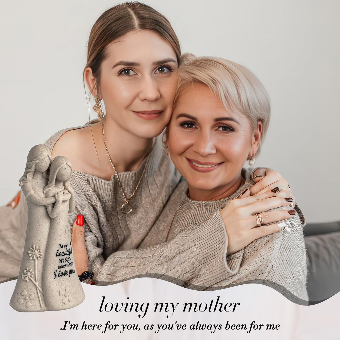 YTHISPF Mom Birthday Gifts from Daughter Mother in Law Gifts, Mothers Daughter 7.7" Figurines Statue (Resin, Sandstone)