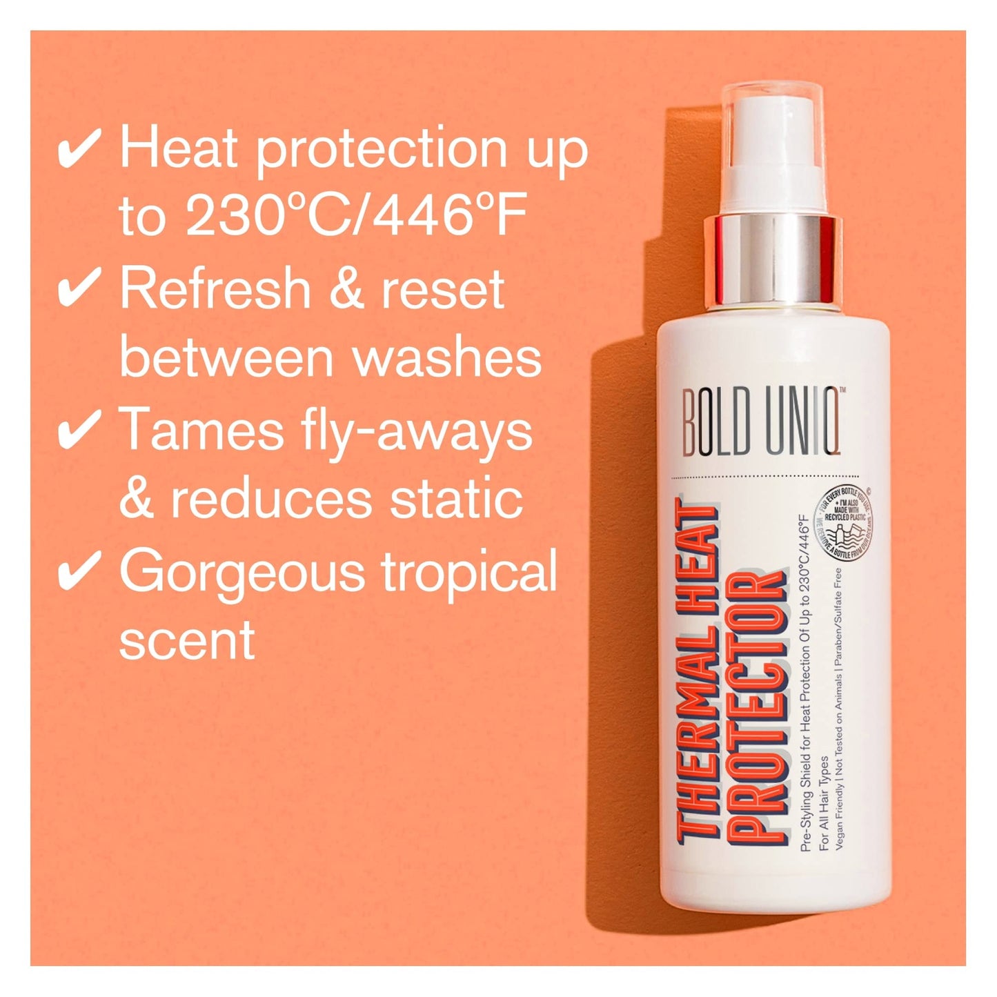 Heat Protectant Spray For Hair - Thermal Protector Up To 450F From Flat Irons & Hot Blow Dry - Light Weight Thermal Shield Prote