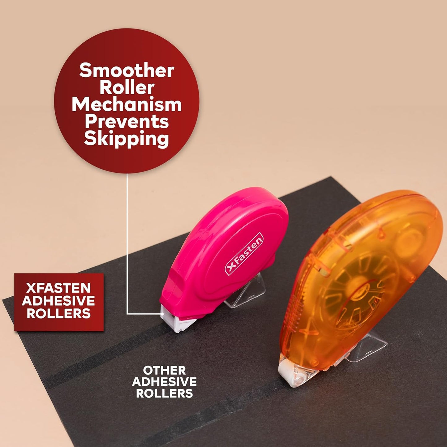 XFasten Glue Tape Roller for Scrapbooking 4-Pack Acid-Free Pink Double Sided Tape Roller for Crafts, Photos, Bullet and Junk Journaling Supplies - Scrapbook Adhesive Runner (0.3 in x 30 ft)