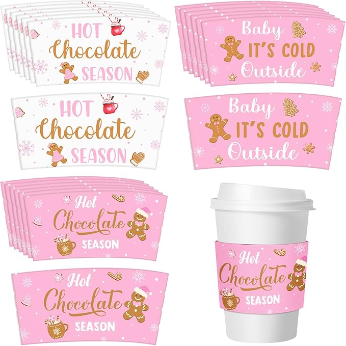 Jingmore 36 Pcs Hot Cocoa Bar Coffee Cup Sleeves Baby It's Cold Outside Coffee Holder Hot Chocolate Bar Disposable Brewed ...