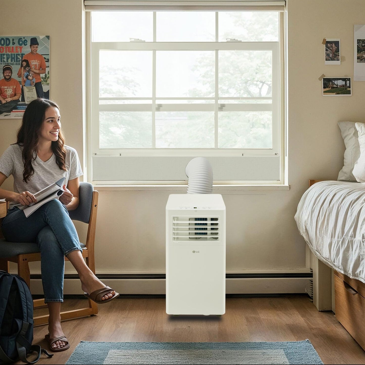 LG 6,000 BTU (DOE) / 10,000 BTU (ASHRAE) Portable Air Conditioner, Cools 250 Sq.Ft. (10' x 25' room size), Quiet Operation,LCD Remote, Window Installation Kit Included, 115V