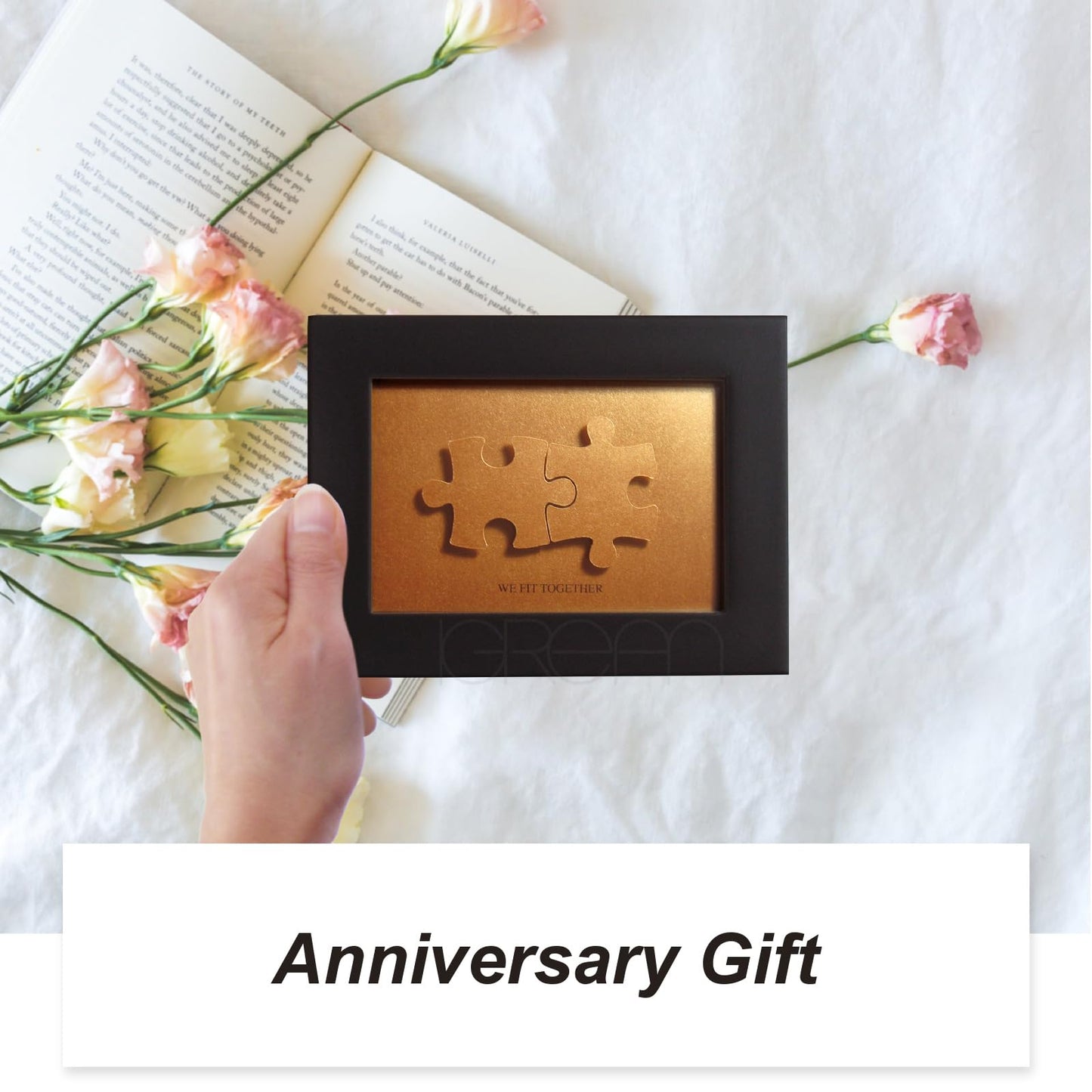 We fit together Puzzle Paper Cut Art - Bronze 8th Anniversary Gift for him or her, DIY the Name and Date on Jigsaw, Christmas Valentines Day Gift from Wife