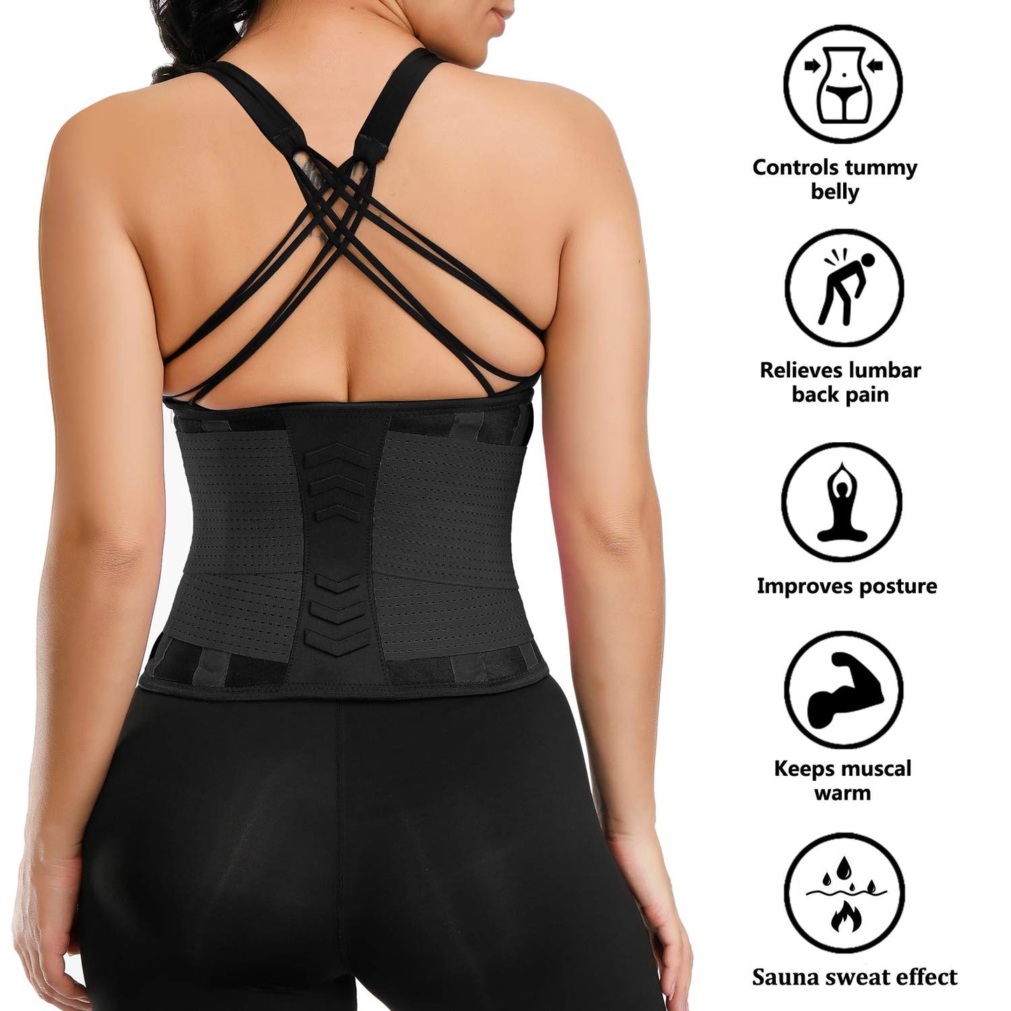 VENUZOR Waist Trainer Belt for Women - Waist Cincher Trimmer - Slimming Body Shaper Belt - Sport Girdle Belt (UP Graded)(Black,XL)