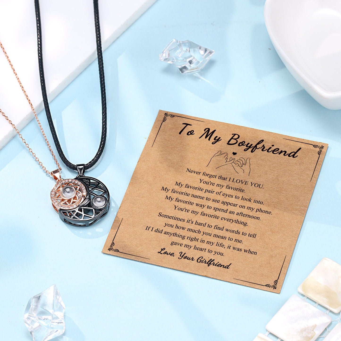 UPROMI Necklace for Boyfriend BF Meaningful Cute Anniversary Valentines Christmas Long Distance Relationship Gifts