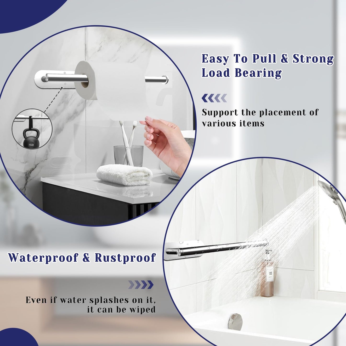 Paper Towel Holder, Self Adhesive or Drilling Paper Towel Holder Under Cabinet, Stainless Steel Silver Paper Towel Holders Wall Mount for Kitchen, Bathroom, Sink, Pantry, Fridge