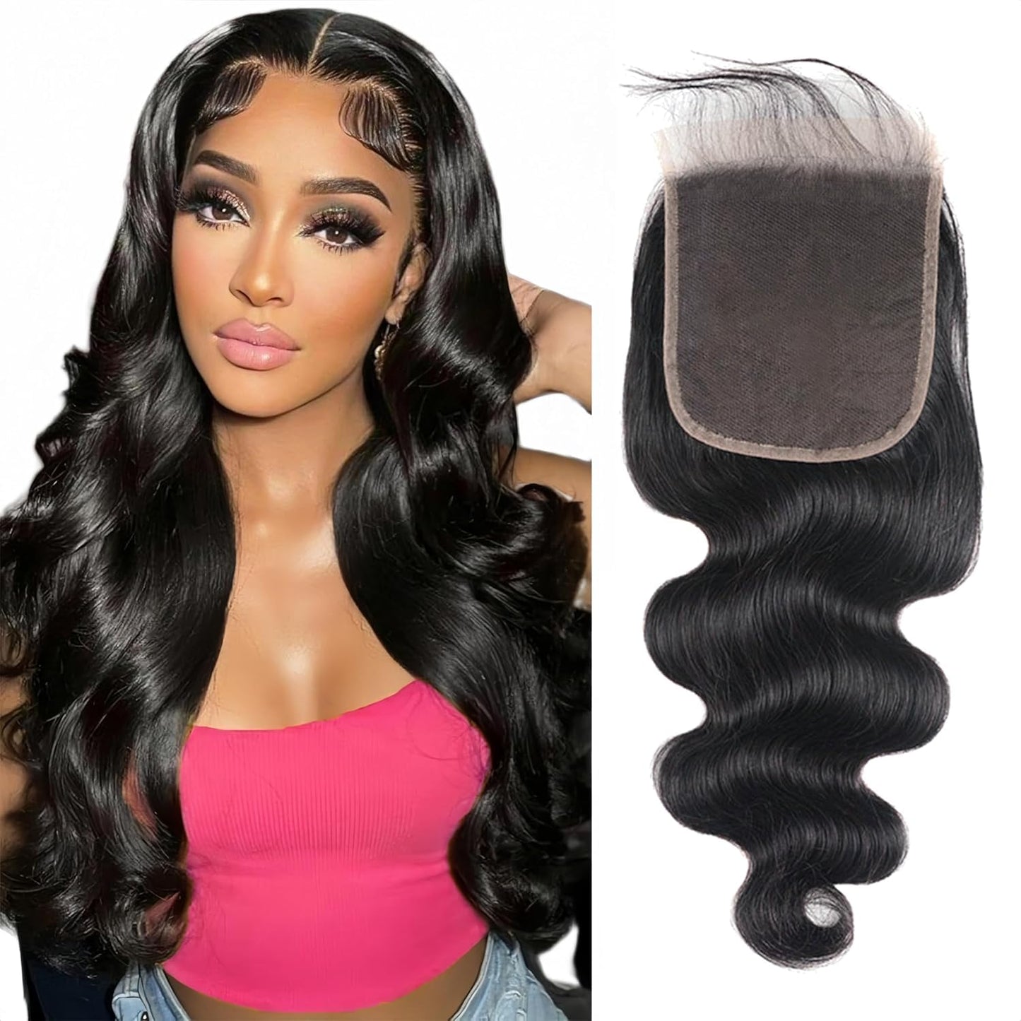 5x5 Transparent HD Lace Closure Human Hair Body Wave 18 Inch Virgin Human Hair Closure HD Lace Closure Pre-plucked Natural Black