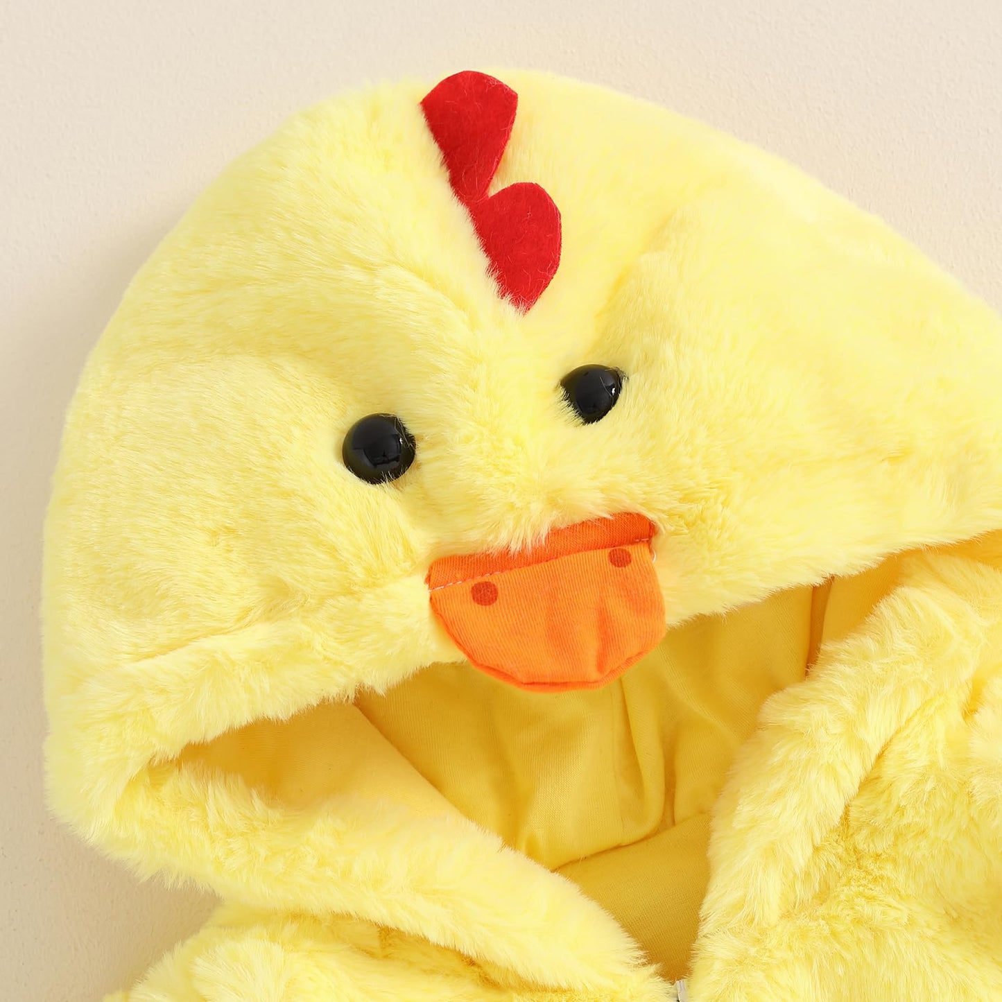 Twopumpkin Baby Chick Halloween Costumes Cute Infant Toddler Girl Boy Duck Costume Cape Sleeve Fuzzy Romper+Striped Leggings (Hooded Chicken 2pcs Yellow, 12-18 Months)
