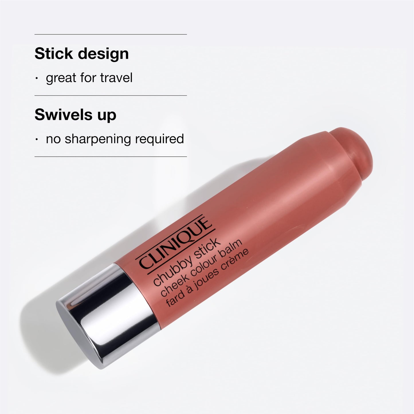 Clinique Chubby Cream Blush Stick Cheek Colour Balm, Robust Rhubarb, 1 Count