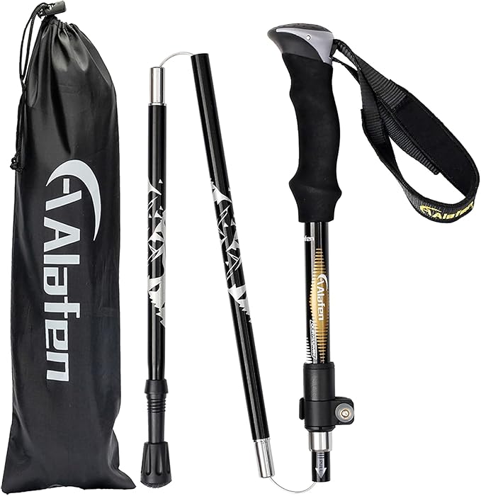 Aluminum Collapsible Ultralight Travel Trekking Hiking Pole for Men and Women (Fits 5'3" - 6'2")