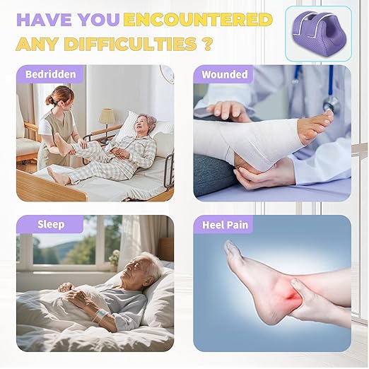 Ehucon 3D Heel Protectors Bed Sore Pillow Cushion for Pressure Sores,Foot Pillows Support Boot for Bedridden Patients Supplies（Purple Pack of 1）