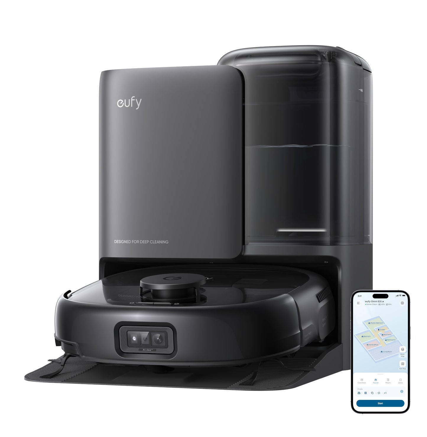 eufy Robot Vacuum E25, HydroJet System with Roller Mop, 20,000 Pa Turbo High Suction, All-in-One Robot Vacuum and Mop Combo for