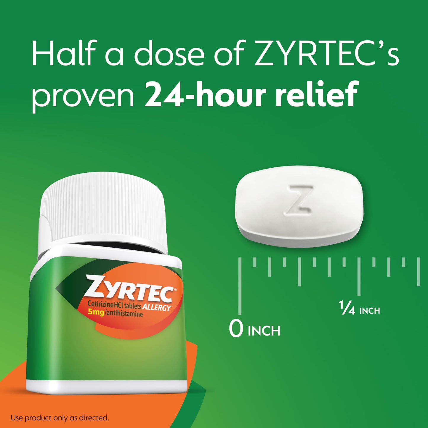 Zyrtec 24 Hour Allergy Relief Tablets, Indoor & Outdoor Allergy Medicine for Adults with 5 mg Cetirizine Hydrochloride, Relief of Runny Nose, Sneezing, Itchy Eyes, Plus Dust, Mold & Pet Dander, 35 ct