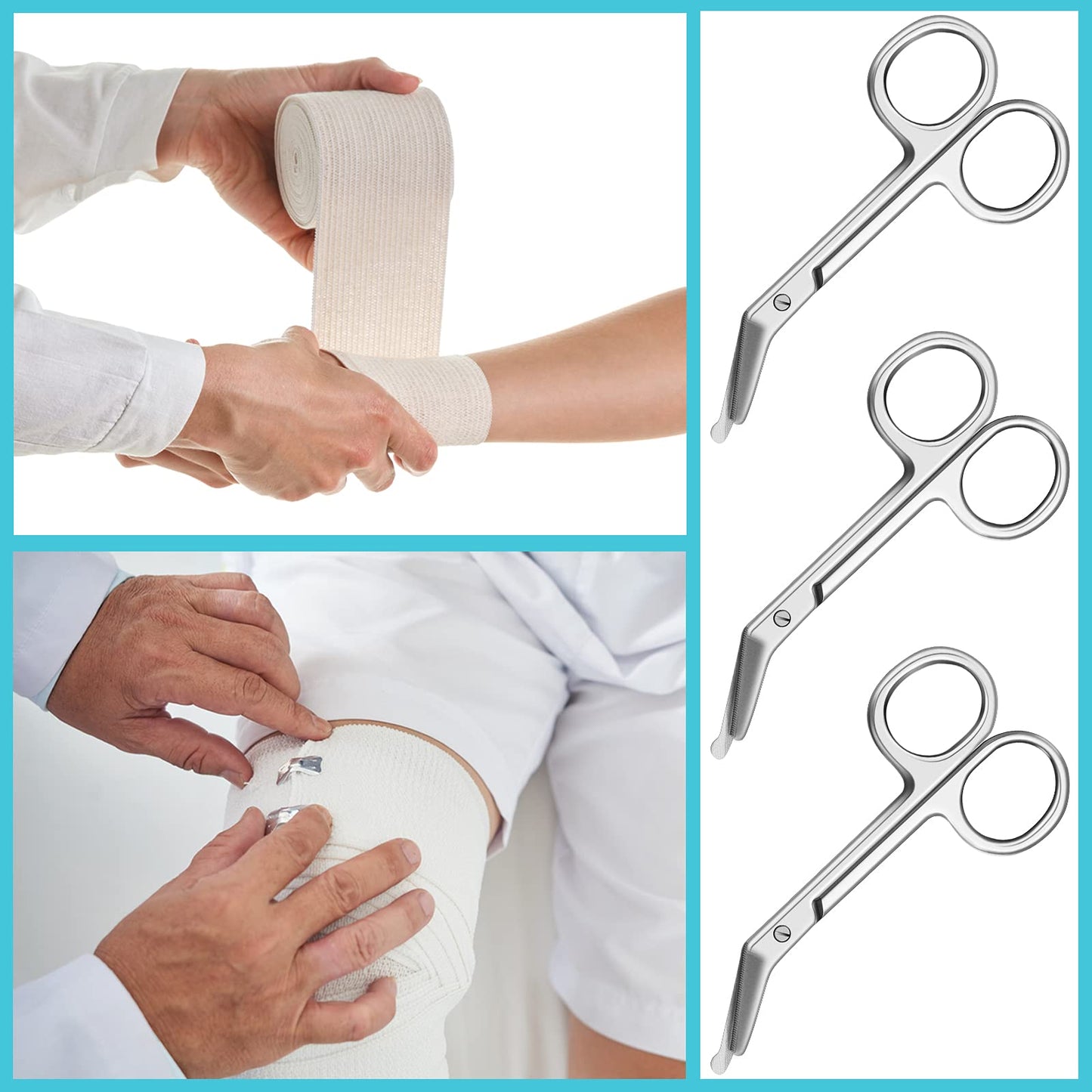 Zhehao 2 Pieces Ostomy Scissors Stainless Steel Bandage Surgical Medical Scissors for Doctors, Nurses, Veterinary Home Nursing, 4.3 x 2.1 Inch, Curved (Silver)