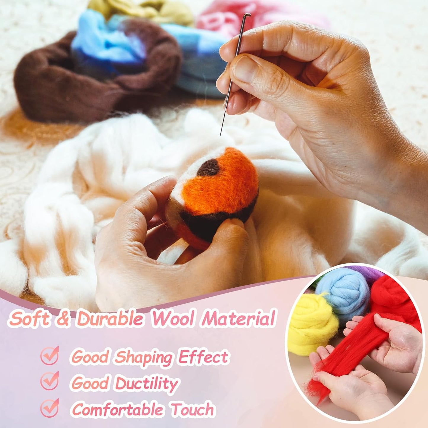 PATIKIL Wool Roving Yarn, 80G/2.82OZ Soft Felting Wool Pure Chunky Roving Yarn Bulk for Needle Felting Knitting Blanket Spinning Weaving DIY Craft, Black Gray