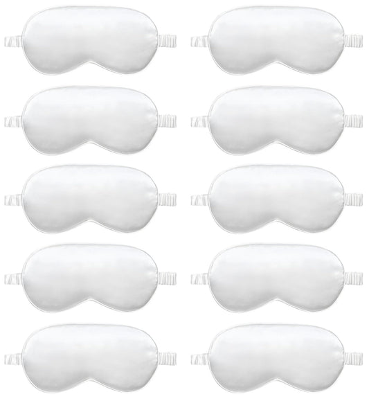 10 Pack Sleep Mask,Silk Eye Mask,for Night Sleeping,Office, Travel,Party Games,Suitablefor Men/Women (White)