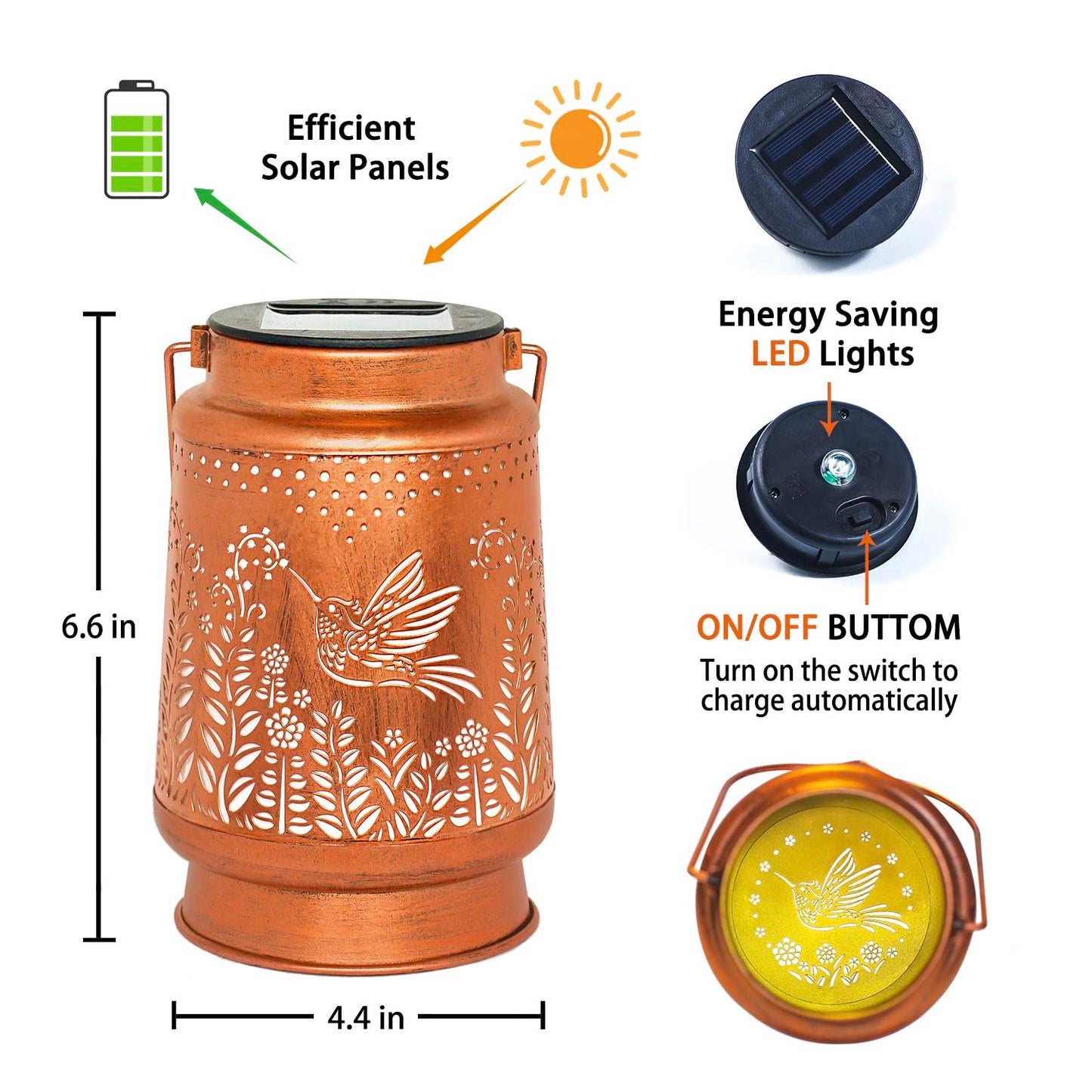 Hummingbird Solar Lanterns Outdoor Waterproof Hanging Solar Lights Hummingbird Gifts for Women Men Metal Decorative LED Hummingbird Lanterns for Garden Decor,Yard,Patio,Lawn,Tabletop,Pathway,Landscape