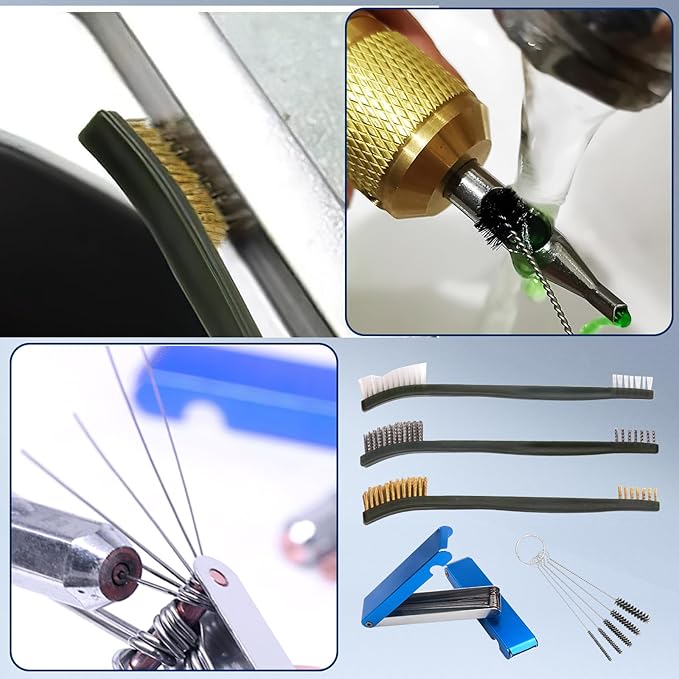 Carburetor Cleaning Kit, Torch Tip Cleaner Brush Set, Throttle Body Dirt Remove Cleaner for Chainsaw Gas Orifices Welding Motorcycle ATV Carburetor Jet Stove Nozzles Shower Heads