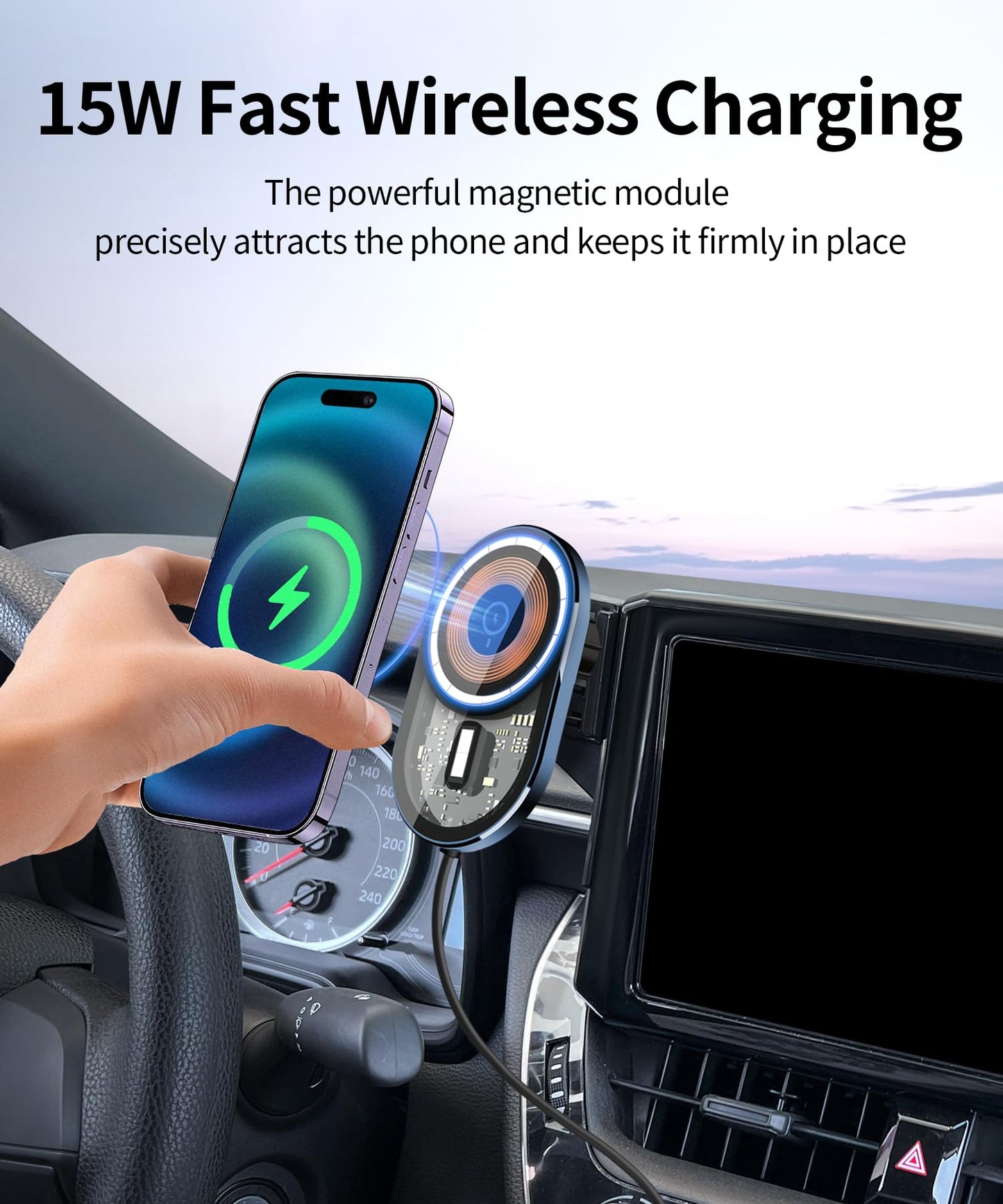 Masergogo Wireless Charging Car Phone Holder For Toyota Corolla 2020-2025Hybrid/Corolla Cross 2022-2025 Accessories 8 Inch Scree
