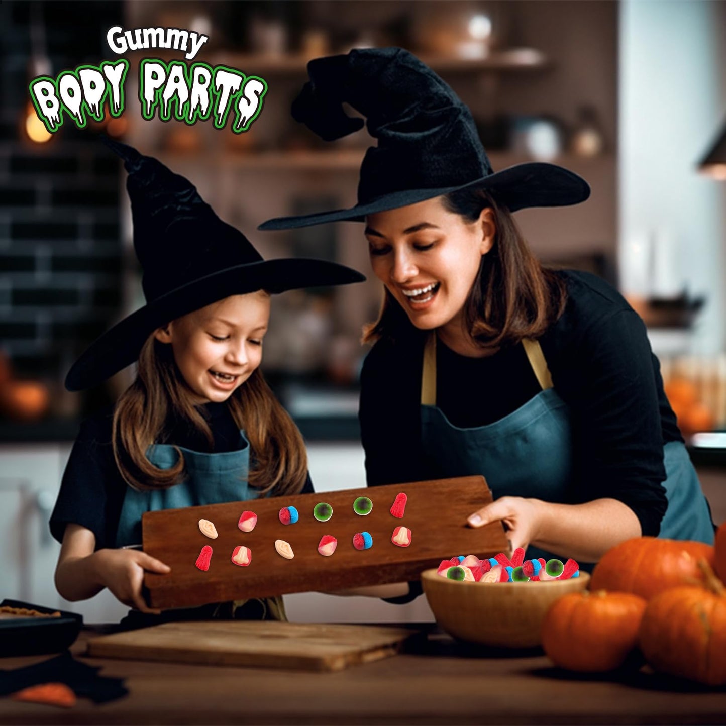 Amos Halloween Gummy Body Parts, Spooky Candy for Trick-or-Treat, Halloween Snacks, and Edible Decorations – Approx. 36 Individually Wrapped Pieces, 9oz Bag