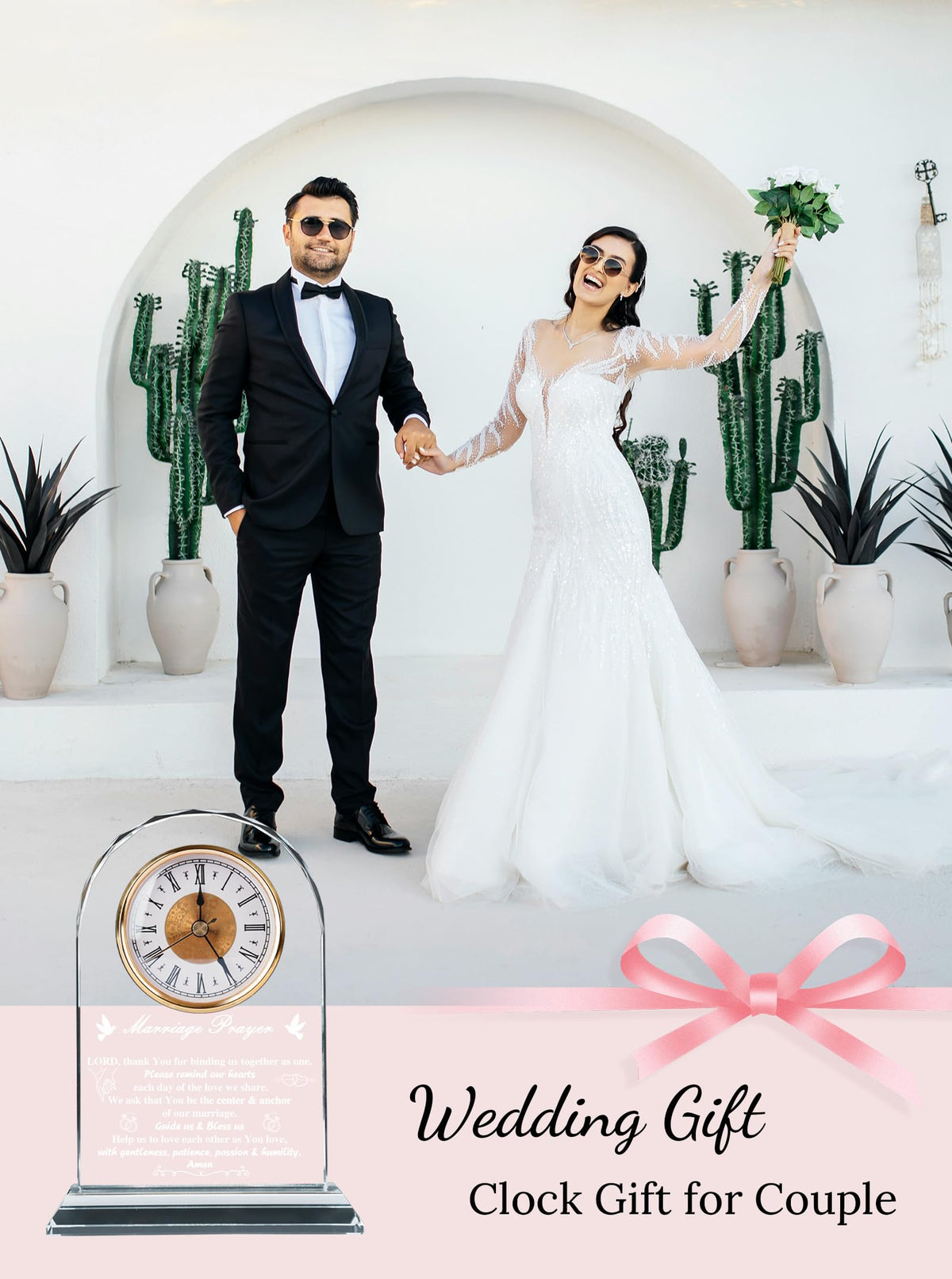 WinTaim Wedding Gifts for Couples for Couple Clock Keepsake, Engagement & Bridal Shower Present, Unique Marriage Gift for Bride & Groom, Newlywed Mr & Mrs