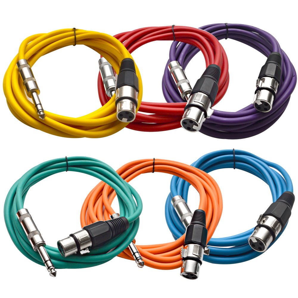 Seismic Audio Satrxl-F10Bgoryp 10-Feet Xlr Female To 1/4-Inch Trs Patch Cables - Multiple Colors