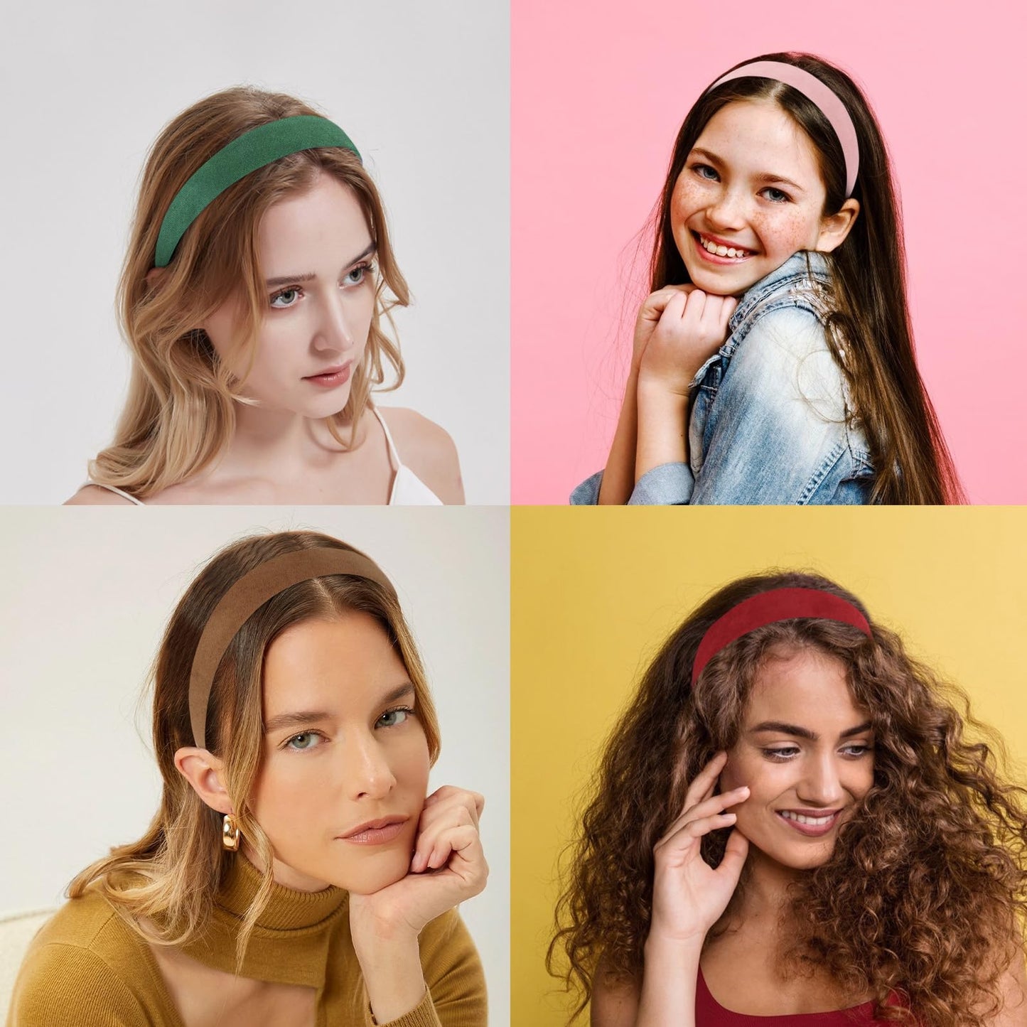 Wecoe 10pcs Headbands for Women Suede Like 1 Inch Wide Headbands Red White Black Pink Purple Blue Green Headband Non Slip Fashio